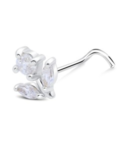 Flower Silver Curved Nose Stud NSKB-1901